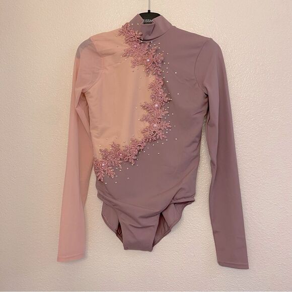 WEISSMAN solo Dance Costume long sleeve lavender MOCK NECK LEOTARD MT11439 LC - Picture 4 of 12